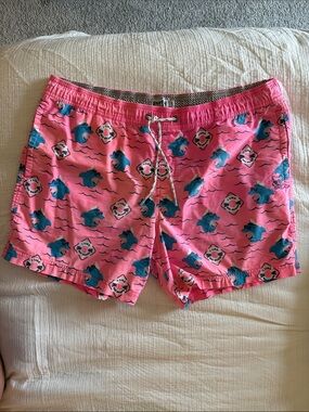 Party Dolphin Print Pink Men's Swim Trunks